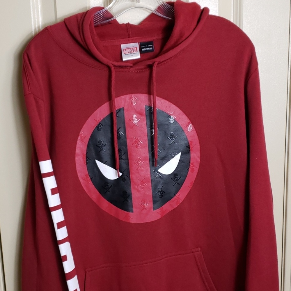 Marvel Deadpool Hoodie Mens Maroon Pullover M